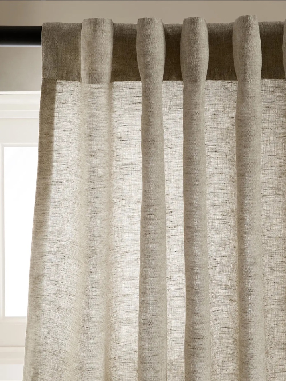 Quince Natural Beige European Linen Light Filtering Curtain 48x108